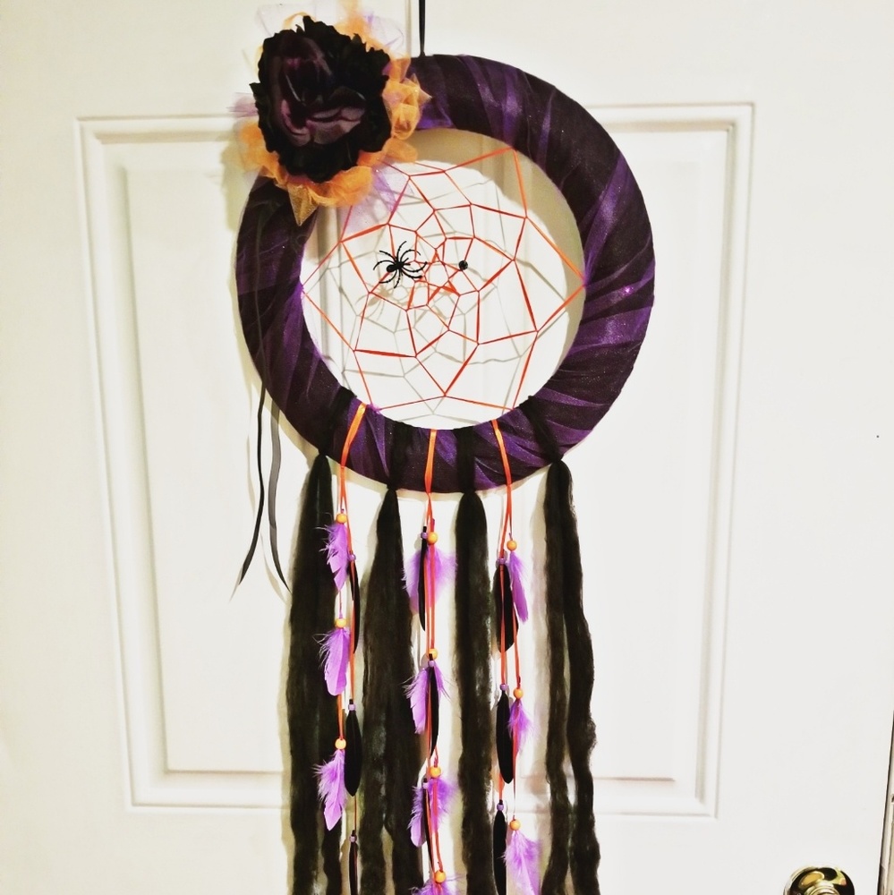 Handmade Halloween Theme dreamcatcher wreath